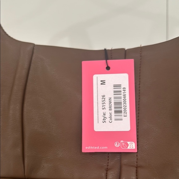 Edikted Brown Corset Crop Tank Top with Fitted Bustier Style - Picture 2 of 2